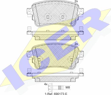 Icer 182294 - Kit de plaquettes de frein, frein à disque cwaw.fr