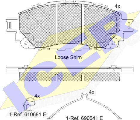 Icer 182296 - Kit de plaquettes de frein, frein à disque cwaw.fr