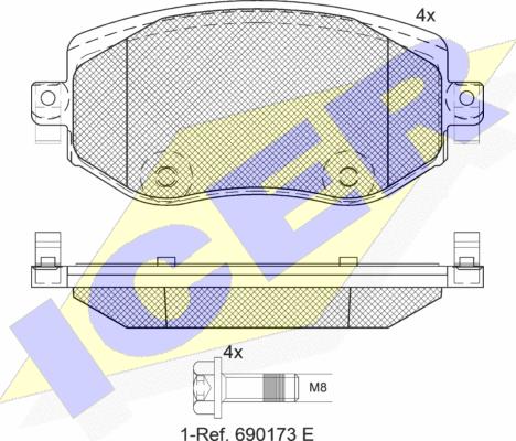 Icer 182292 - Kit de plaquettes de frein, frein à disque cwaw.fr