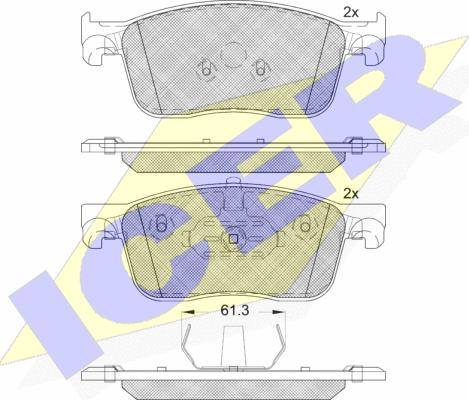 Icer 182297 - Kit de plaquettes de frein, frein à disque cwaw.fr