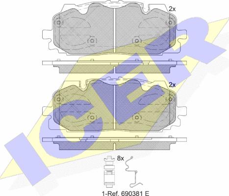 Icer 182254 - Kit de plaquettes de frein, frein à disque cwaw.fr