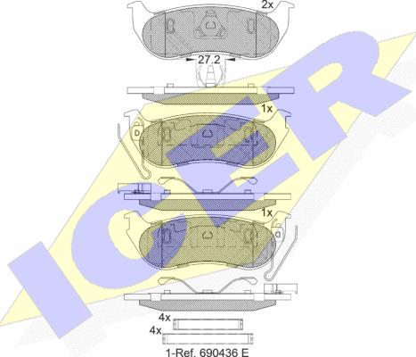 Icer 182255 - Kit de plaquettes de frein, frein à disque cwaw.fr