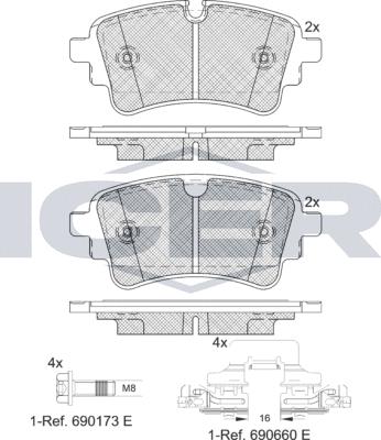 Icer 182256-208 - Kit de plaquettes de frein, frein à disque cwaw.fr