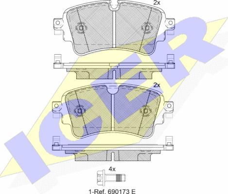 Icer 182256 - Kit de plaquettes de frein, frein à disque cwaw.fr