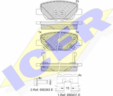 Icer 182269 - Kit de plaquettes de frein, frein à disque cwaw.fr