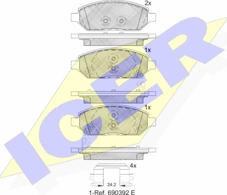 Icer 182264 - Kit de plaquettes de frein, frein à disque cwaw.fr