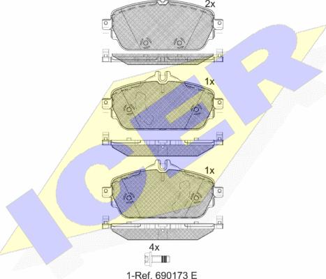 Icer 182212 - Kit de plaquettes de frein, frein à disque cwaw.fr