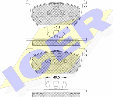 Icer 182285 - Kit de plaquettes de frein, frein à disque cwaw.fr