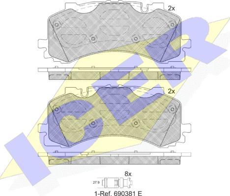 Icer 182281 - Kit de plaquettes de frein, frein à disque cwaw.fr