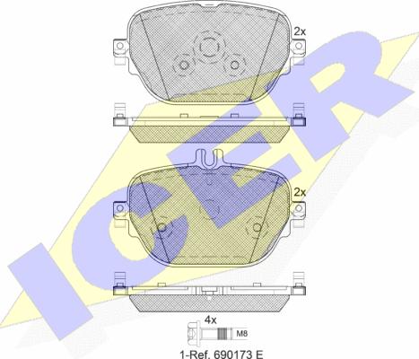 Icer 182288 - Kit de plaquettes de frein, frein à disque cwaw.fr