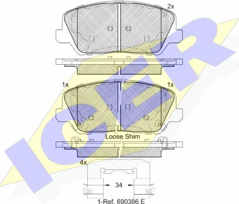 Icer 182239 - Kit de plaquettes de frein, frein à disque cwaw.fr