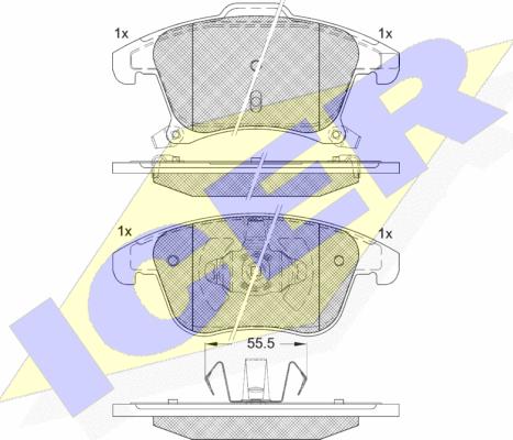 Icer 182231 - Kit de plaquettes de frein, frein à disque cwaw.fr