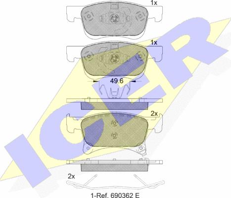 Icer 182221 - Kit de plaquettes de frein, frein à disque cwaw.fr