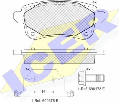 Icer 182222-208 - Kit de plaquettes de frein, frein à disque cwaw.fr