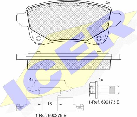 Icer 182222 - Kit de plaquettes de frein, frein à disque cwaw.fr