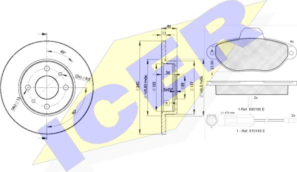 Icer 30953-3465 - Kit de freins, frein à disques cwaw.fr