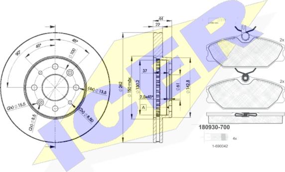 Icer 30930-2232 - Kit de freins, frein à disques cwaw.fr