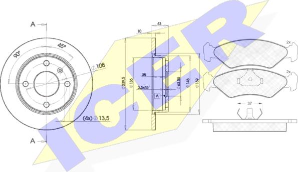 Icer 30776-1062 - Kit de freins, frein à disques cwaw.fr