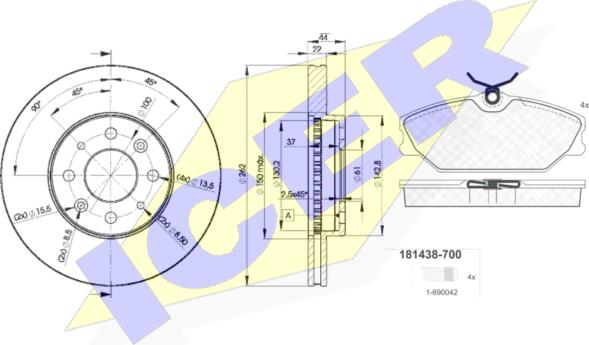 Icer 31438-2232 - Kit de freins, frein à disques cwaw.fr