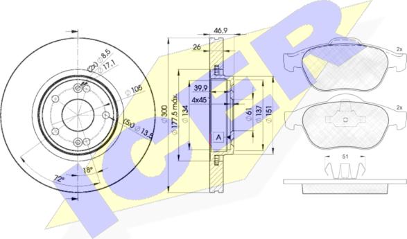 Icer 31432-2235 - Kit de freins, frein à disques cwaw.fr