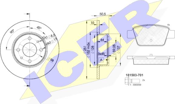 Icer 31503-4070 - Kit de freins, frein à disques cwaw.fr