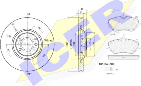 Icer 31657-4608 - Kit de freins, frein à disques cwaw.fr