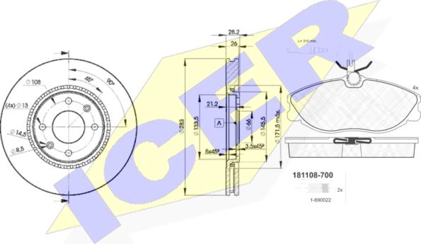 Icer 31108-7406 - Kit de freins, frein à disques cwaw.fr