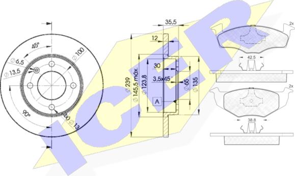 Icer 31119-3300 - Kit de freins, frein à disques cwaw.fr