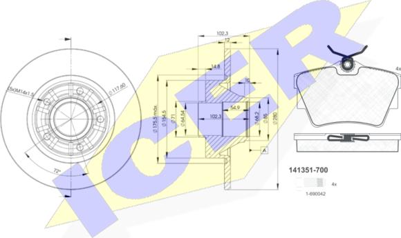 Icer 31351-6846 - Kit de freins, frein à disques cwaw.fr