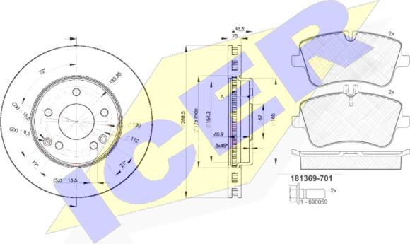 Icer 31369-0410 - Kit de freins, frein à disques cwaw.fr