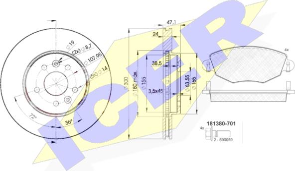 Icer 31380-6767 - Kit de freins, frein à disques cwaw.fr