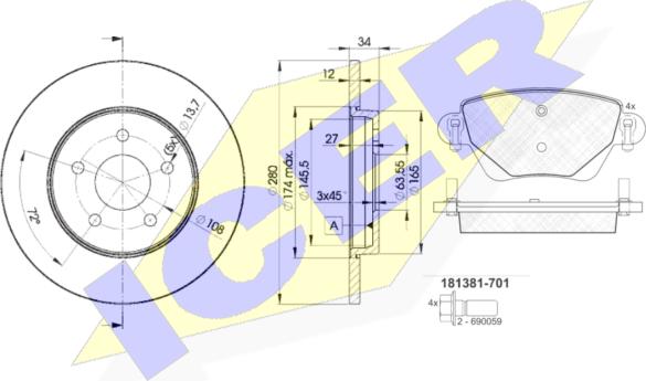 Icer 31381-6768 - Kit de freins, frein à disques cwaw.fr