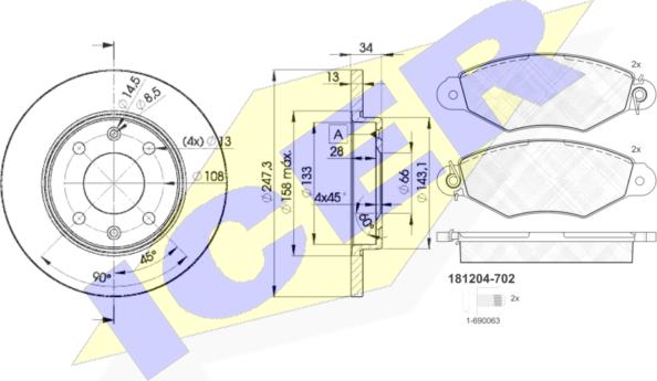 Icer 31204-4298 - Kit de freins, frein à disques cwaw.fr