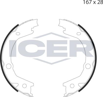 Icer 79PB4045 C - Jeu de mâchoires de frein, frein de stationnement cwaw.fr