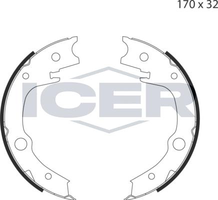 Icer 79PB4041 C - Jeu de mâchoires de frein, frein de stationnement cwaw.fr