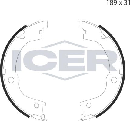 Icer 79PB4053 C - Jeu de mâchoires de frein, frein de stationnement cwaw.fr