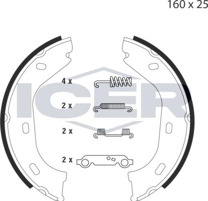 Icer 79PB4005 C - Jeu de mâchoires de frein, frein de stationnement cwaw.fr