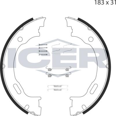 Icer 79PB4006 C - Jeu de mâchoires de frein, frein de stationnement cwaw.fr