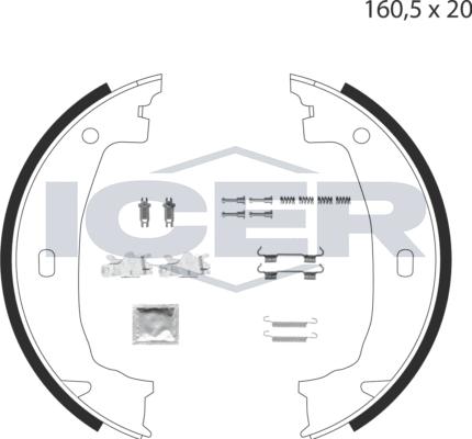 Icer 79PB4001 C - Jeu de mâchoires de frein, frein de stationnement cwaw.fr