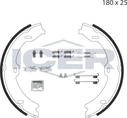 Icer 79PB4015 C - Jeu de mâchoires de frein, frein de stationnement cwaw.fr