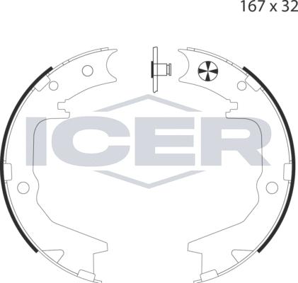 Icer 79PB4034 C - Jeu de mâchoires de frein, frein de stationnement cwaw.fr