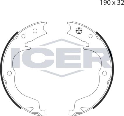 Icer 79PB4036 C - Jeu de mâchoires de frein, frein de stationnement cwaw.fr