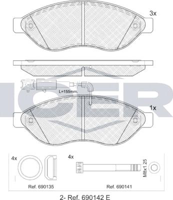 Icer LM1803 - Kit de plaquettes de frein, frein à disque cwaw.fr