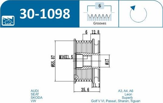 IJS GROUP 30-1098 - Poulie, alternateur cwaw.fr