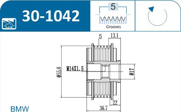 IJS GROUP 30-1042 - Poulie, alternateur cwaw.fr