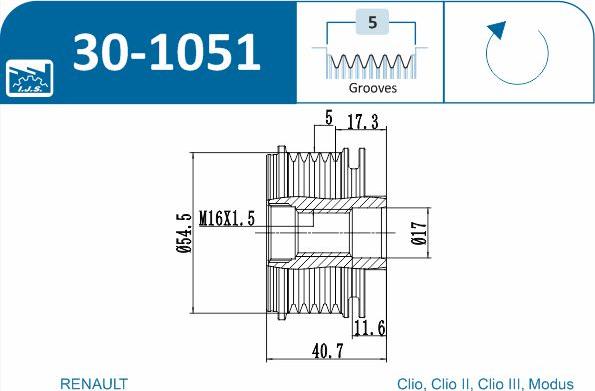 IJS GROUP 30-1051 - Poulie, alternateur cwaw.fr