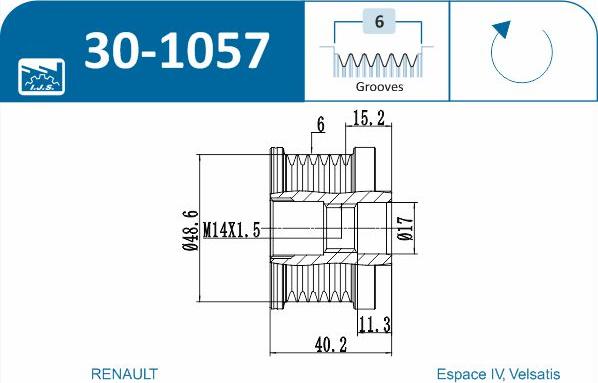 IJS GROUP 30-1057 - Poulie, alternateur cwaw.fr