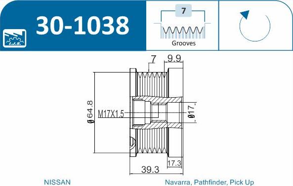 IJS GROUP 30-1038 - Poulie, alternateur cwaw.fr