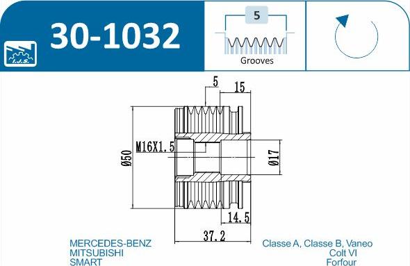 IJS GROUP 30-1032 - Poulie, alternateur cwaw.fr