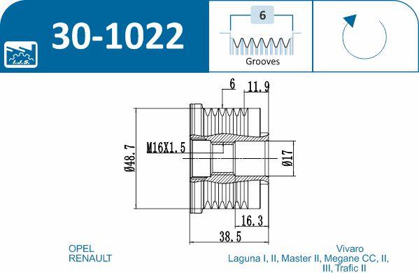 IJS GROUP 30-1022 - Poulie, alternateur cwaw.fr